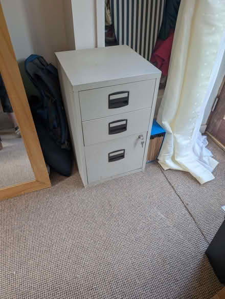 Photo of free Grey metal 3 drawer lockable filing cabinet (Bossiney PL34) #2