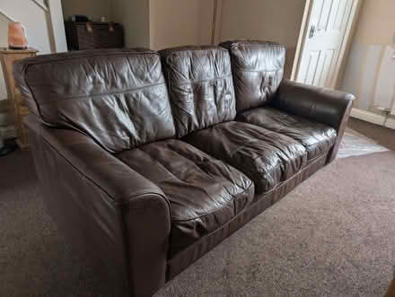 Photo of free 3-seater, brown, leather sofa (Ewood BB2) #1