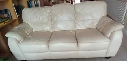 Photo of free Two matching white leather sofas (South Gloucestershire BS30) #1