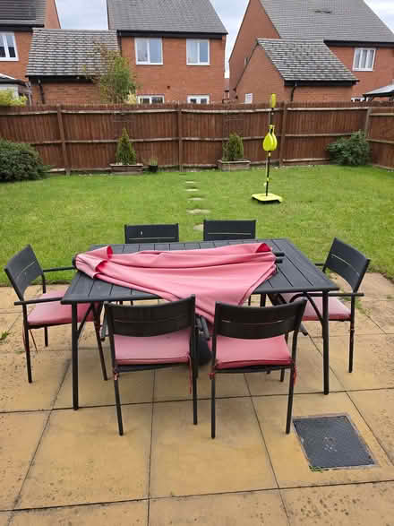 Photo of free Garden table, 6 chairs and parasol (Stenson Fields DE24) #1