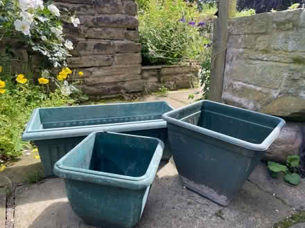 Photo of free 3 large sturdy plastic plant pots, fair condition (Birch Vale SK22) #3
