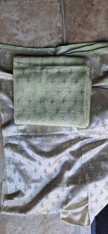 Photo of free Pr green&pale gold damask curtains (Upper Wellsway) #1