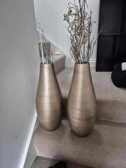 Photo of free Set of steel-effect vases (TN13 Riverhead) #1