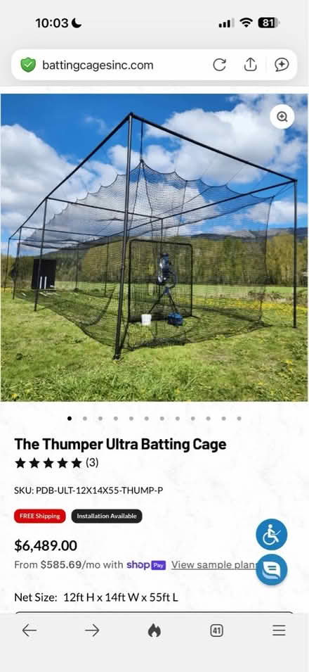 Photo of free 55' Batting Cage with L screen (Montclair NJ) #3