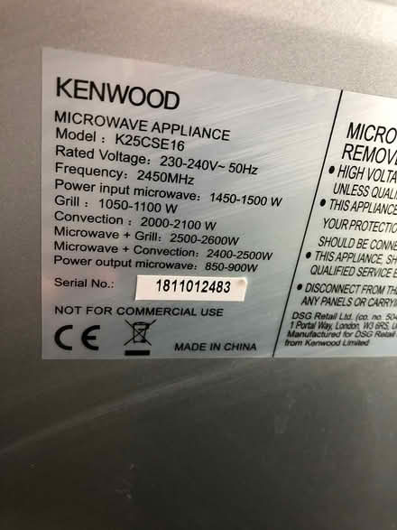 Photo of free Kenwood microwave (SE9) #2