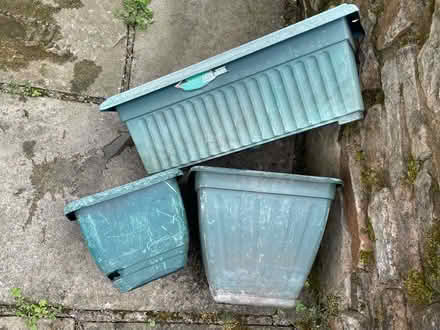 Photo of free 3 large sturdy plastic plant pots, fair condition (Birch Vale SK22) #4
