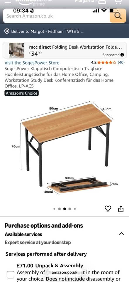 Photo of free Folding Desk - grey and black (Nw9 5SF) #3
