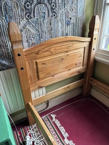 Photo of free Single wooden bed and single IKEA mattress (Mynydd LLandegai LL57) #2