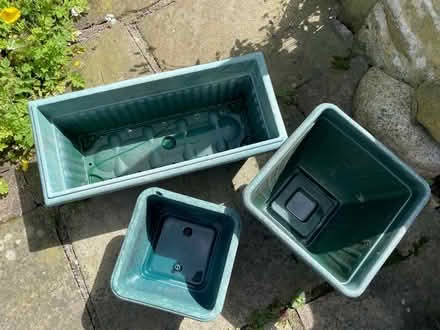 Photo of free 3 large sturdy plastic plant pots, fair condition (Birch Vale SK22) #2