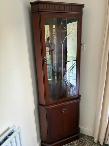 Photo of free Wooden/mirrored corner cabinet (Croxley Green WD3) #3