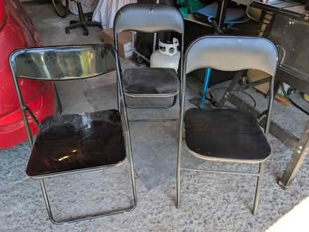 Photo of free 3 black folding chairs (Merivale Garden) #1