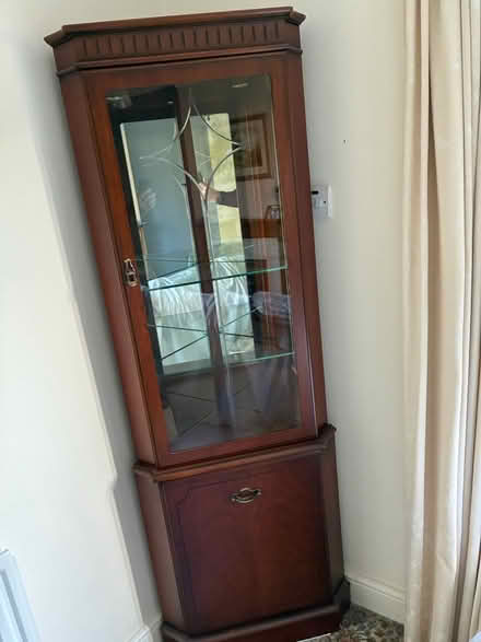 Photo of free Wooden/mirrored corner cabinet (Croxley Green WD3) #1