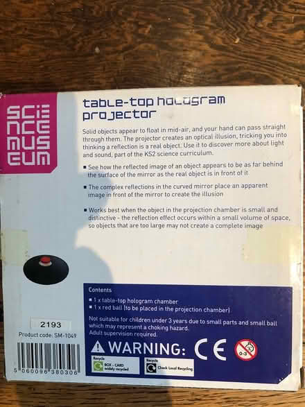 Photo of free Science Museum hologram projector (St Clement) #2