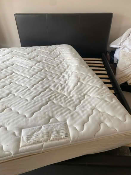 Photo of free King faux leather bed & mattress (Woodford green, IG8) #1