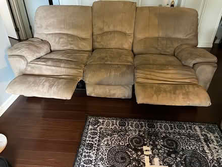 Photo of free Dual recliner sofa and wedge (Woodridge) #2
