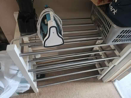Photo of free White Wood And Metal Shoe Rack (Buttershaw BD6) #1