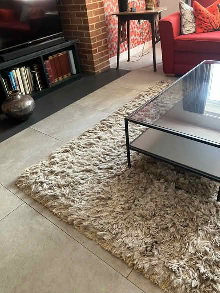 Photo of free Large fluffy rug :beige. Approximately 60x80 cms. (Halesworth IP19) #1