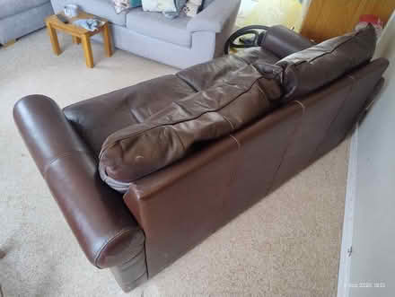 Photo of free Leather settee sofa 3-seater. (Dursley GL11) #1
