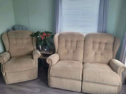 Photo of free Small 2 seater couch, one fully reclining chair and chair (Westgate LA4) #1