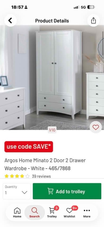 Photo of free Tall single wardrobe with drawers (Chatham) #2
