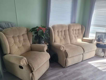 Photo of free Small 2 seater couch, one fully reclining chair and chair (Westgate LA4) #2