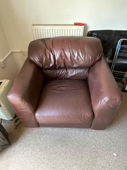 Photo of free Brown leather armchair (Milton Keynes village MK10) #1