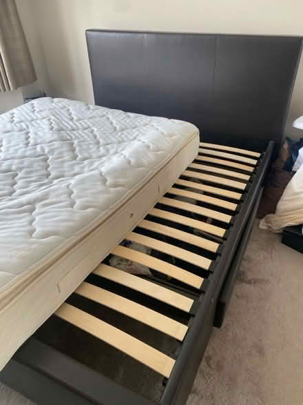 Photo of free King faux leather bed & mattress (Woodford green, IG8) #2