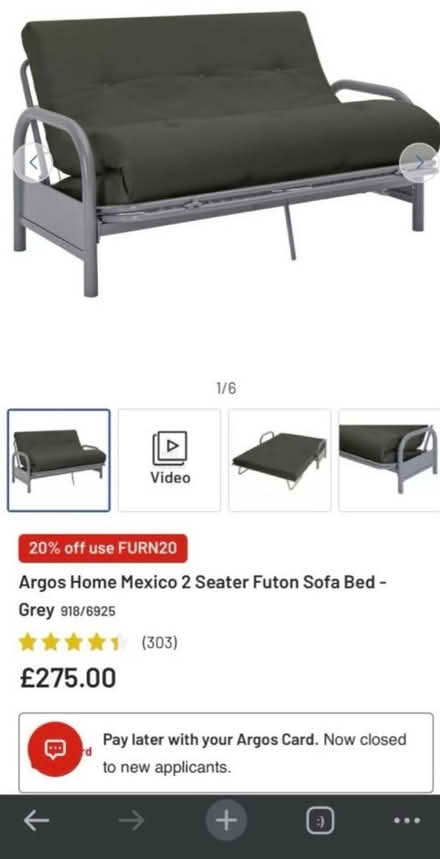Photo of free Brown Argos Mexico sofa bed/futon (L13) #3