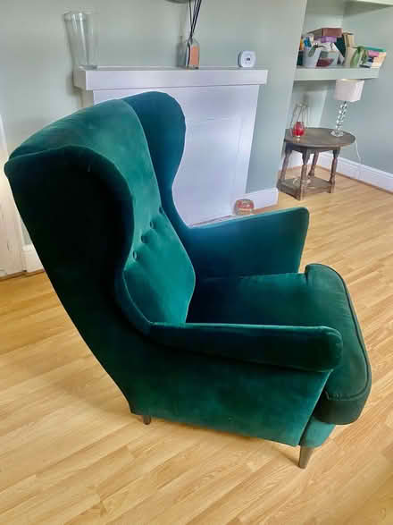 Photo of free Green velvet armchair (SW18) #2