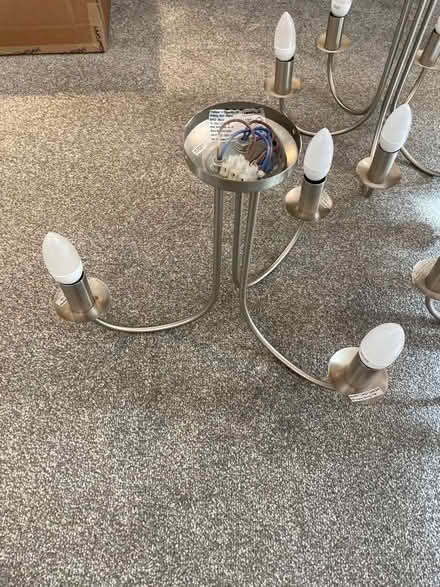 Photo of free 3 brushed metal chandeliers (Mitcham's Corner CB4) #4