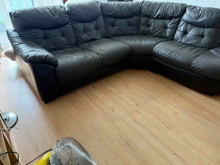 Photo of free Grey/black leather corner sofa (Greenwich Peninsula SE10) #1