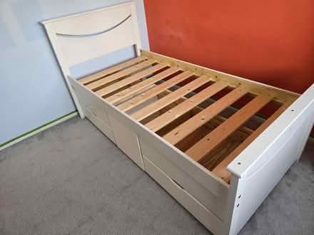 Photo of free Wooden single bed with drawers (Finchampstead RG40) #1