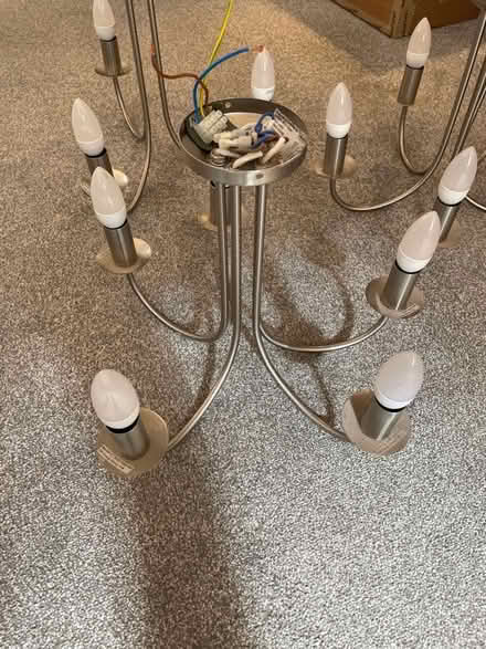 Photo of free 3 brushed metal chandeliers (Mitcham's Corner CB4) #2