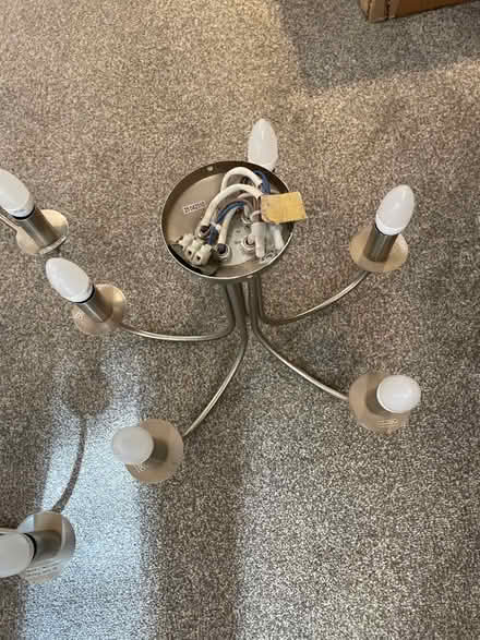 Photo of free 3 brushed metal chandeliers (Mitcham's Corner CB4) #3