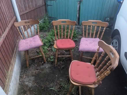 Photo of free 4 wooden dining chairs (chesterfield S41) #1
