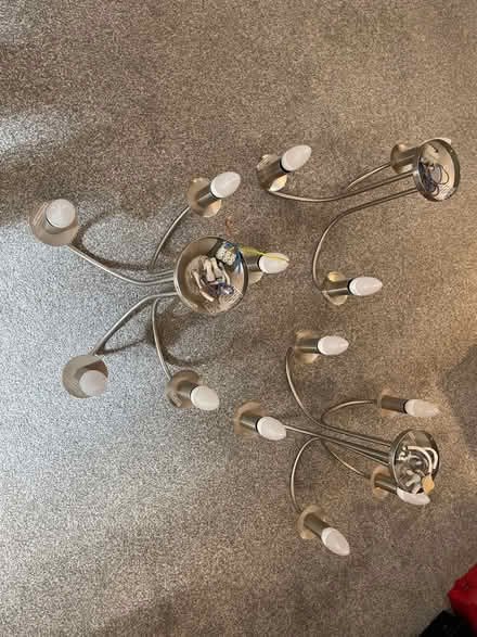 Photo of free 3 brushed metal chandeliers (Mitcham's Corner CB4) #1
