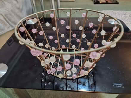 Photo of free Metal Basket with Decorative Beads, Gold Color (Burton BH23) #1