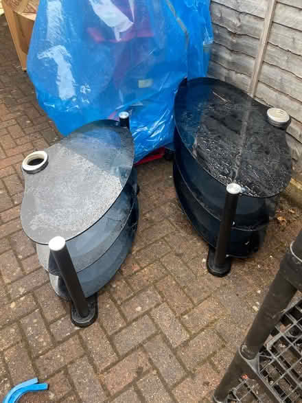 Photo of free 2 black glass TV stands (AL2 park street) #1