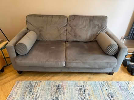Photo of free Grey velvet sofa (Heaton Mersey SK4) #1