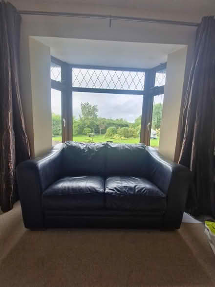 Photo of free Black leather sofa (Mullingar/rochfortbridge) #1