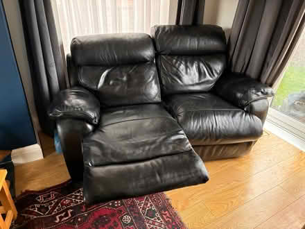 Photo of free Black leather recliner sofa (Greystones S11) #2