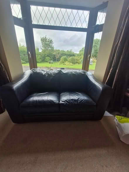 Photo of free Black leather sofa (Mullingar/rochfortbridge) #2