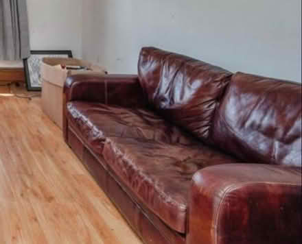 Photo of free Brown Leather Sofa (Great Yarmouth NR30) #1