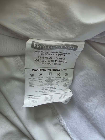 Photo of free Waterproof mattress protector for double bed, never used (Skipton BD23) #3