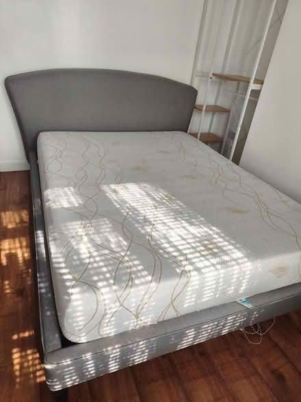 Photo of free Grey King size bed with mattress (Whetstone N20) #1