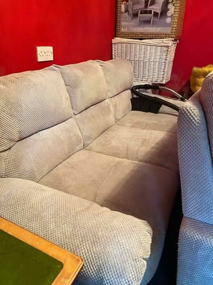 Photo of free 2 & 3 seater sofas, grey/silver (Sidley TN39) #3
