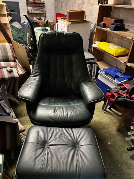 Photo of free Dark Green Armchair With Footstool For Reclining (Greenodd LA12) #1