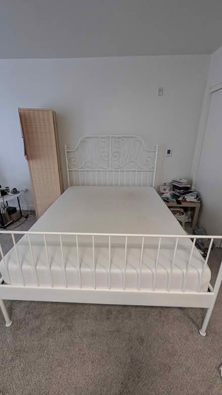 Photo of free Full size Twin Mattress and Frame (Next to Climate Pledge Area) #1