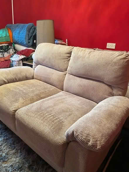 Photo of free 2 & 3 seater sofas, grey/silver (Sidley TN39) #1