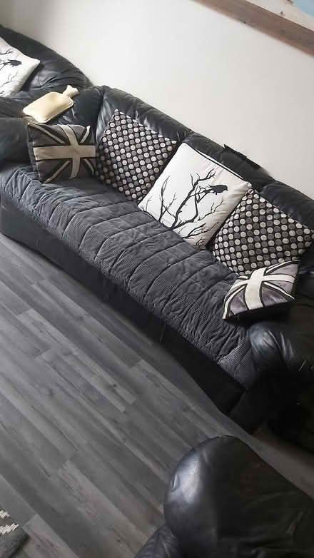 Photo of Black Leather sofa (Grays RM17) #1